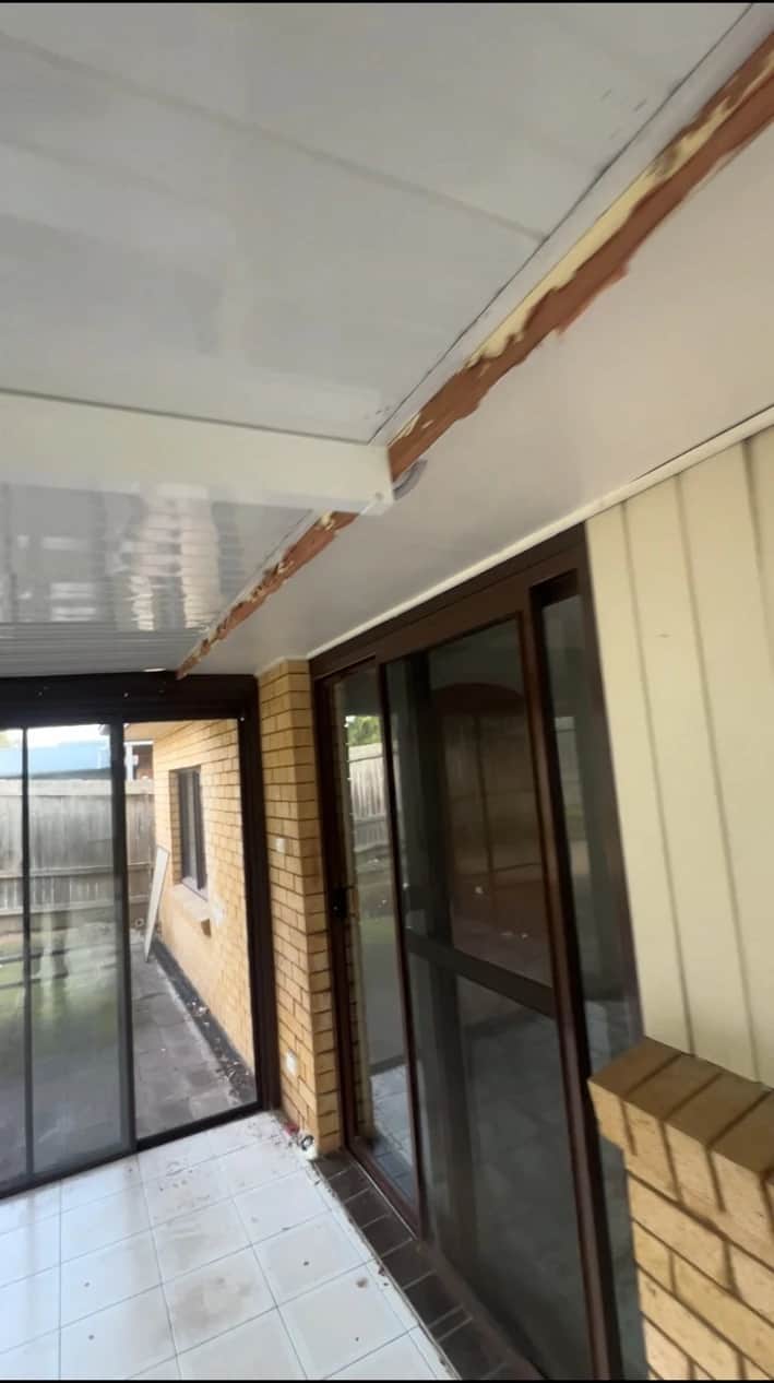 Exterior covered area before preparation and painting in Baulkham Hills