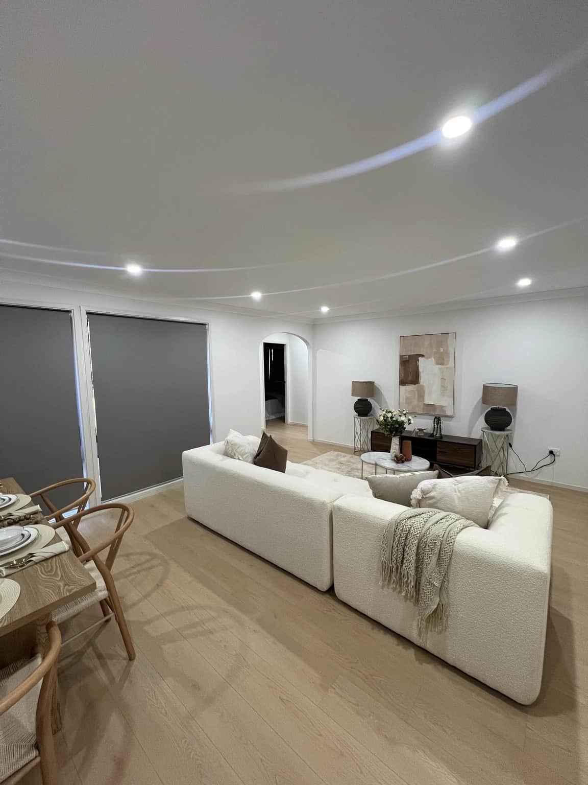 Open-plan living area after professional house repainting in Baulkham Hills