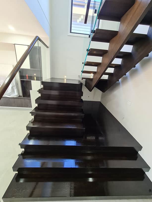 Feast Watson stain applied to timber staircase in Box Hill