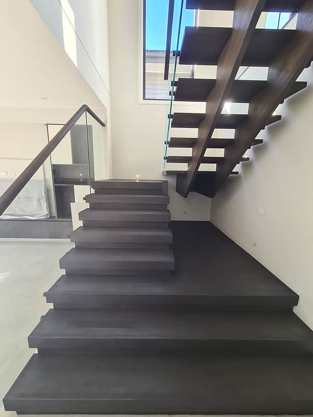 Freshly stained timber stairs in Box Hill NSW