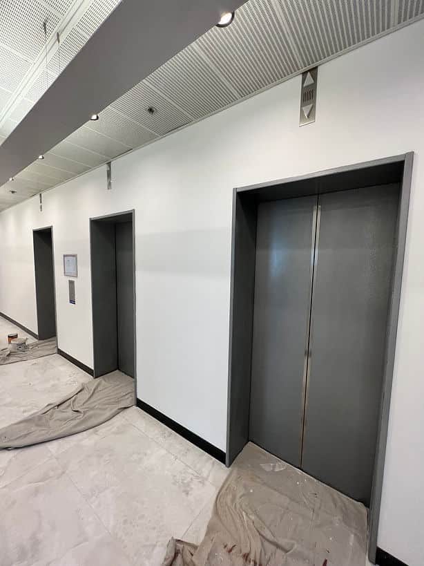 Freshly painted lift doors in Chatswood NSW